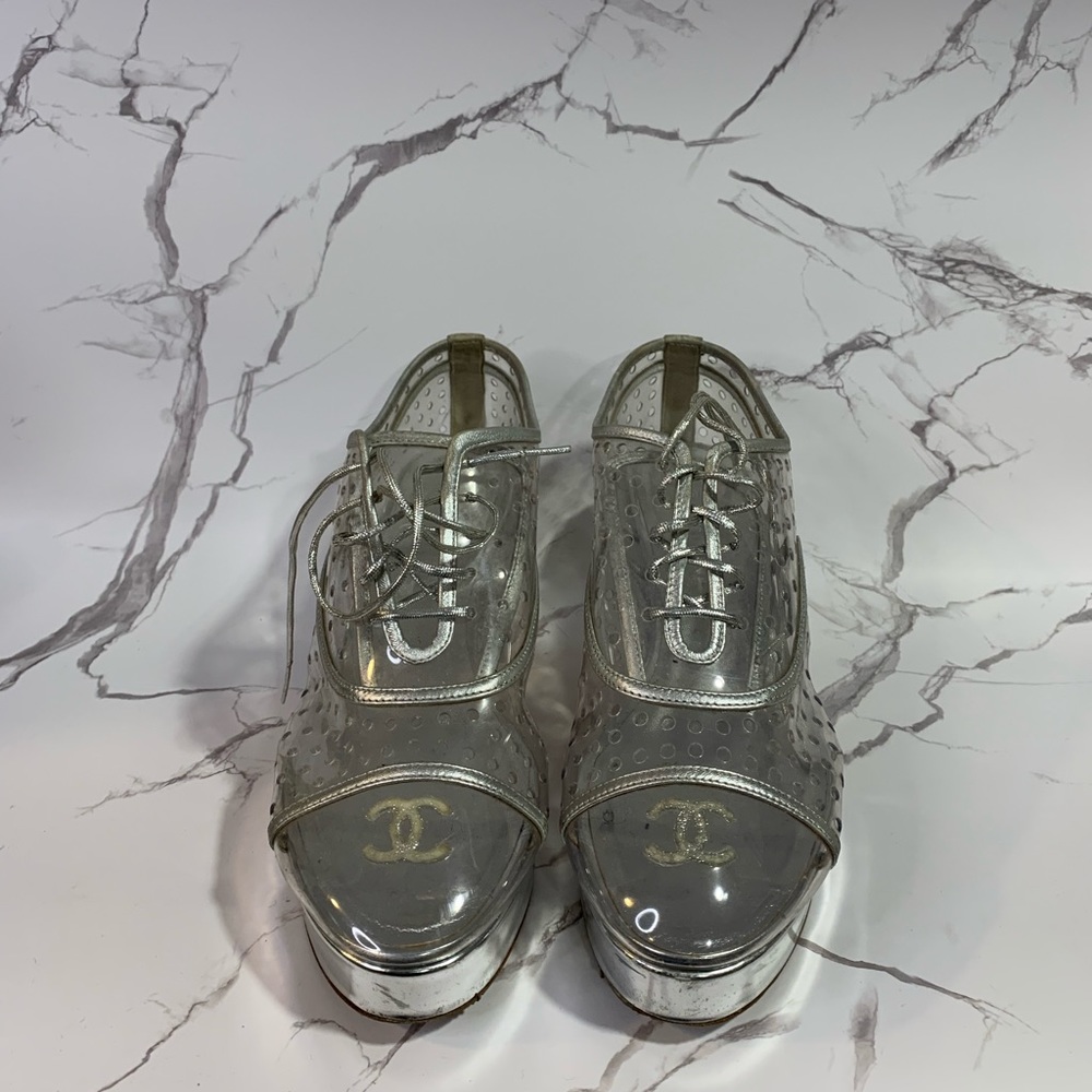 Chanel Clear Derby Shoes 37.5